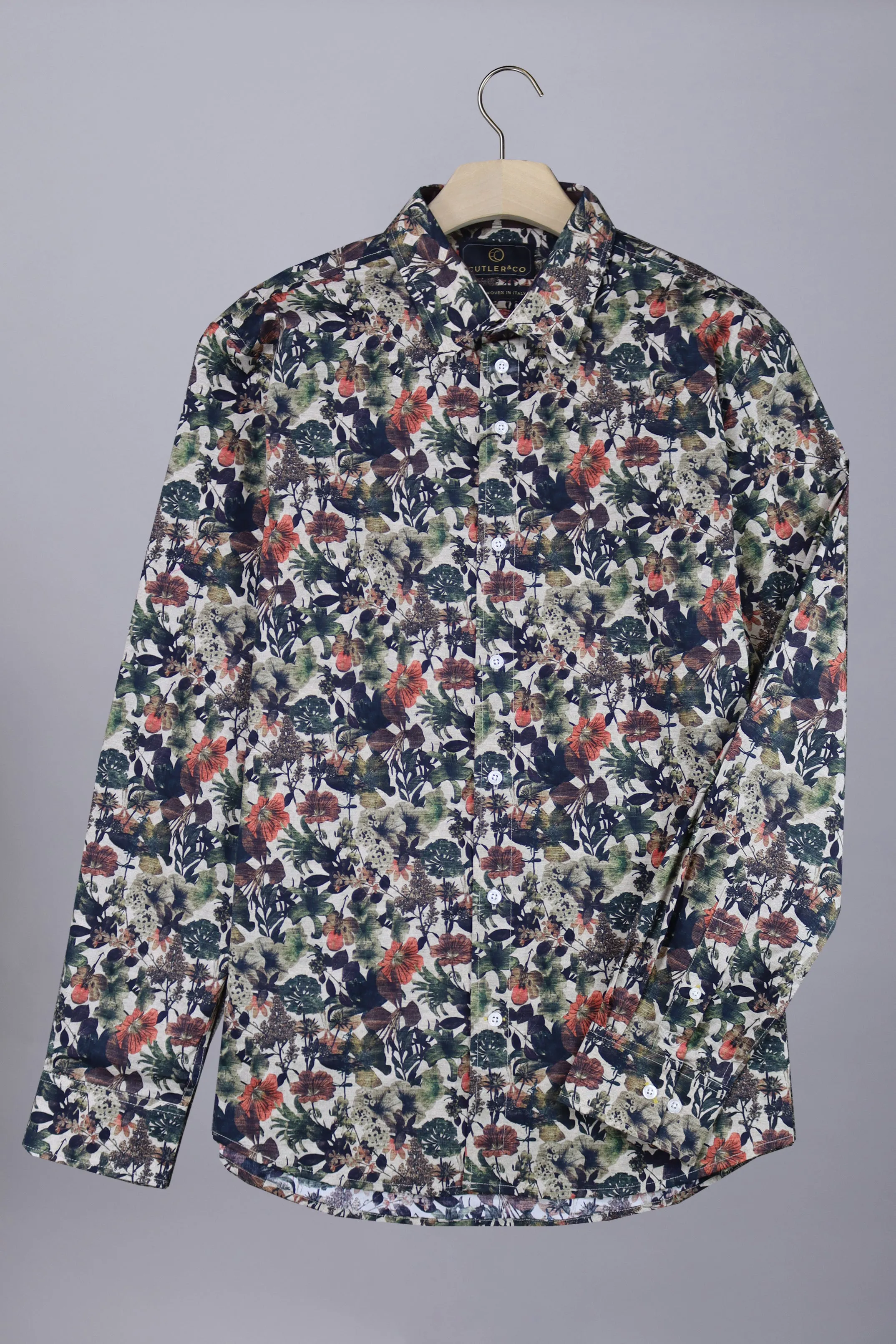 Nigel Floral Print Shirt: Rosewood