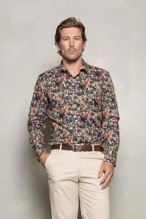 Nigel Floral Print Shirt: Rosewood