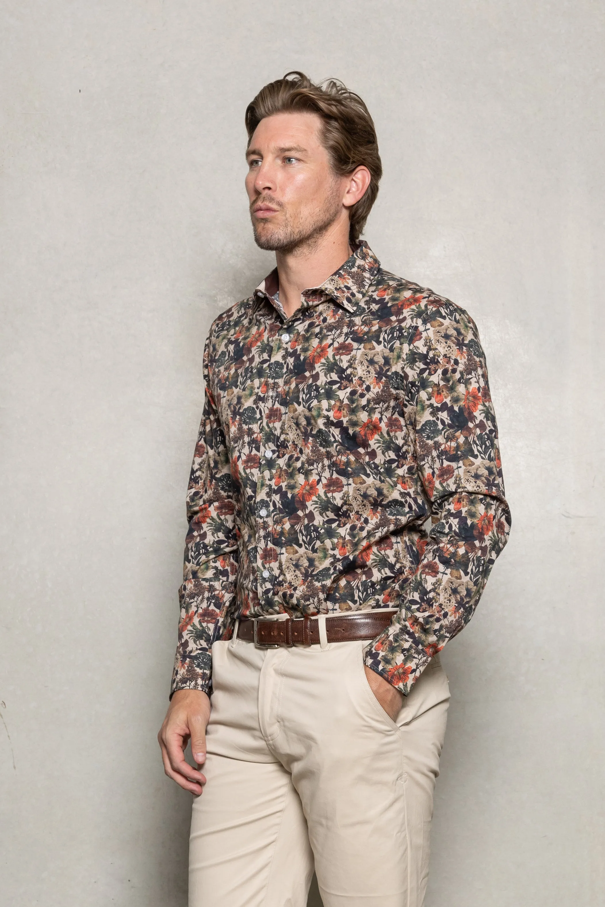 Nigel Floral Print Shirt: Rosewood