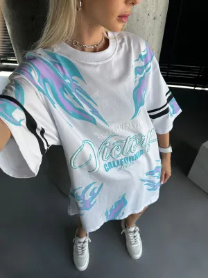 Oversize Victory T-shirt - White and Blue