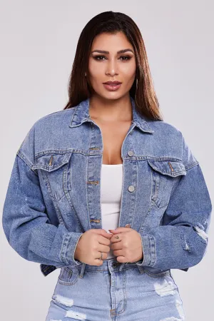 Oversized Crop Denim Jacket