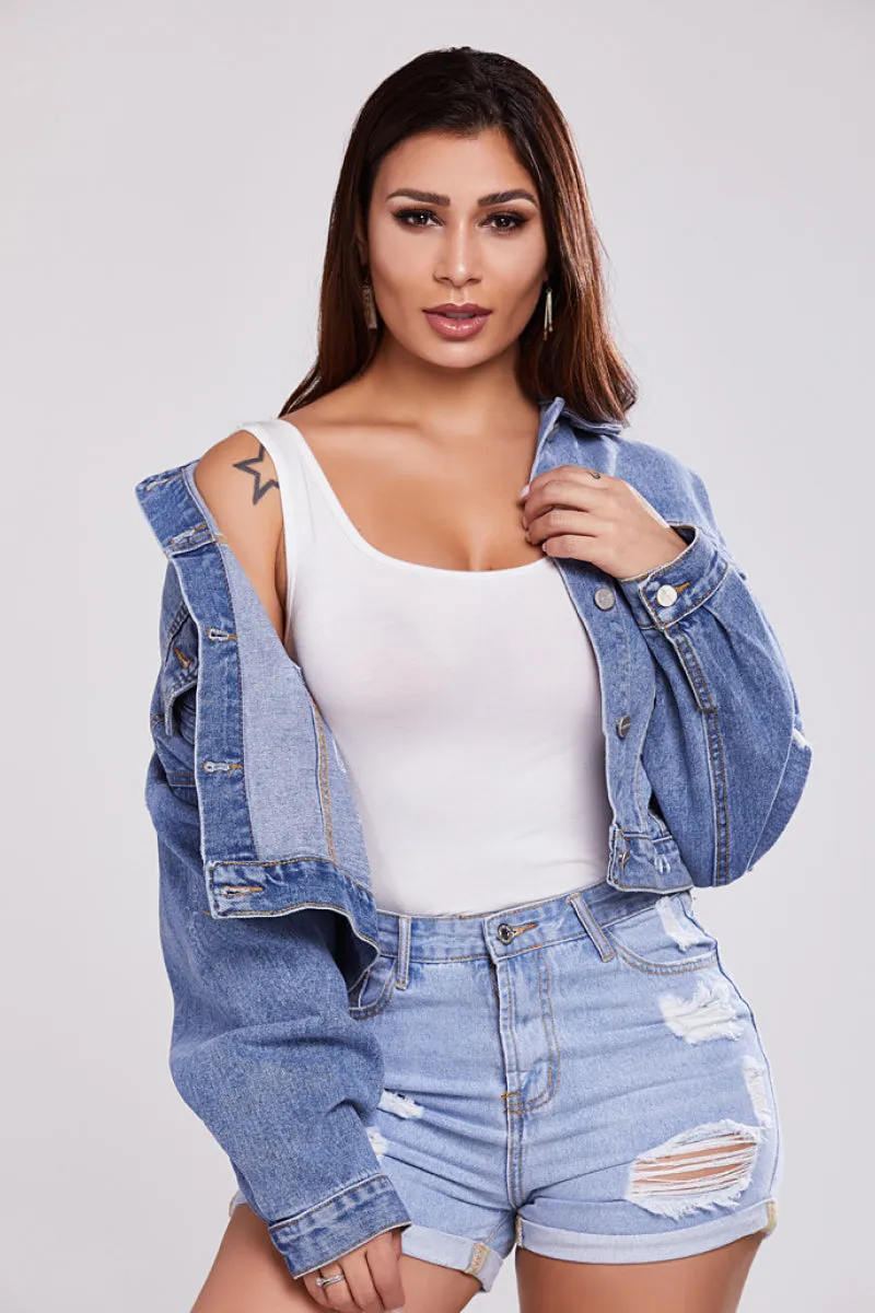 Oversized Crop Denim Jacket