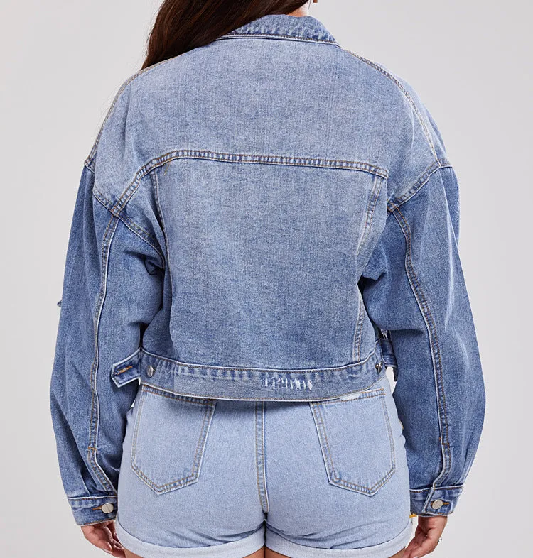 Oversized Crop Denim Jacket