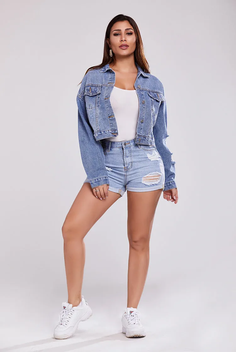 Oversized Crop Denim Jacket