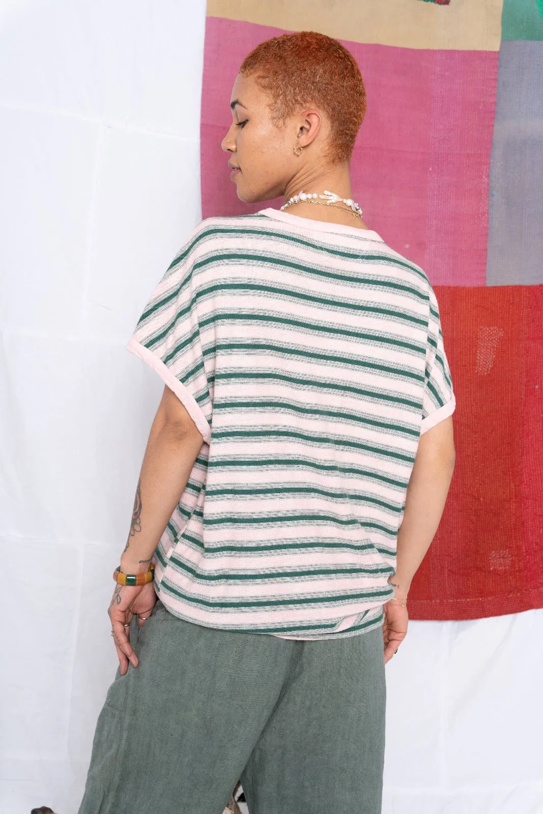 Palm Spring T. Hemp Stripes Deep Dye Rose