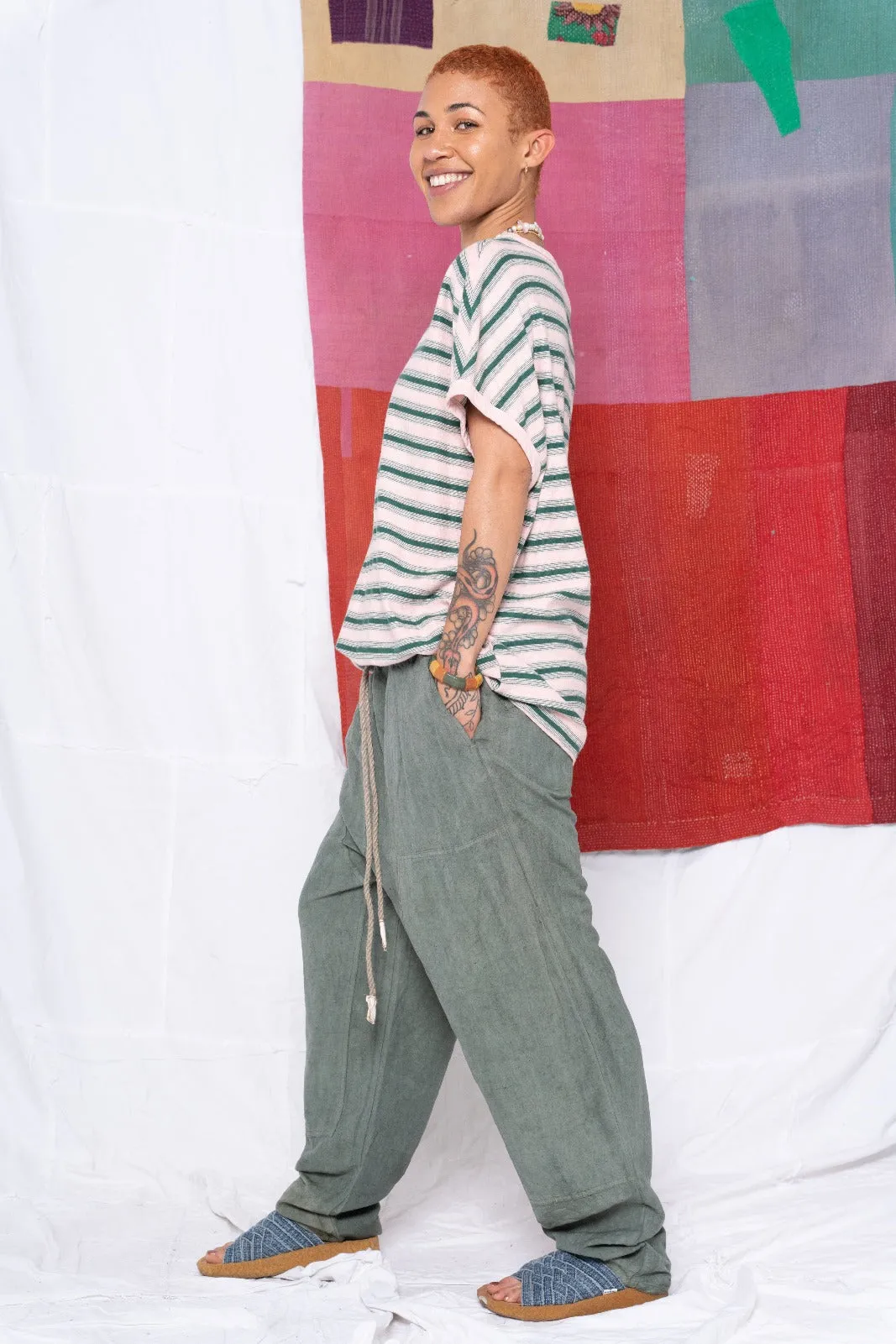 Palm Spring T. Hemp Stripes Deep Dye Rose