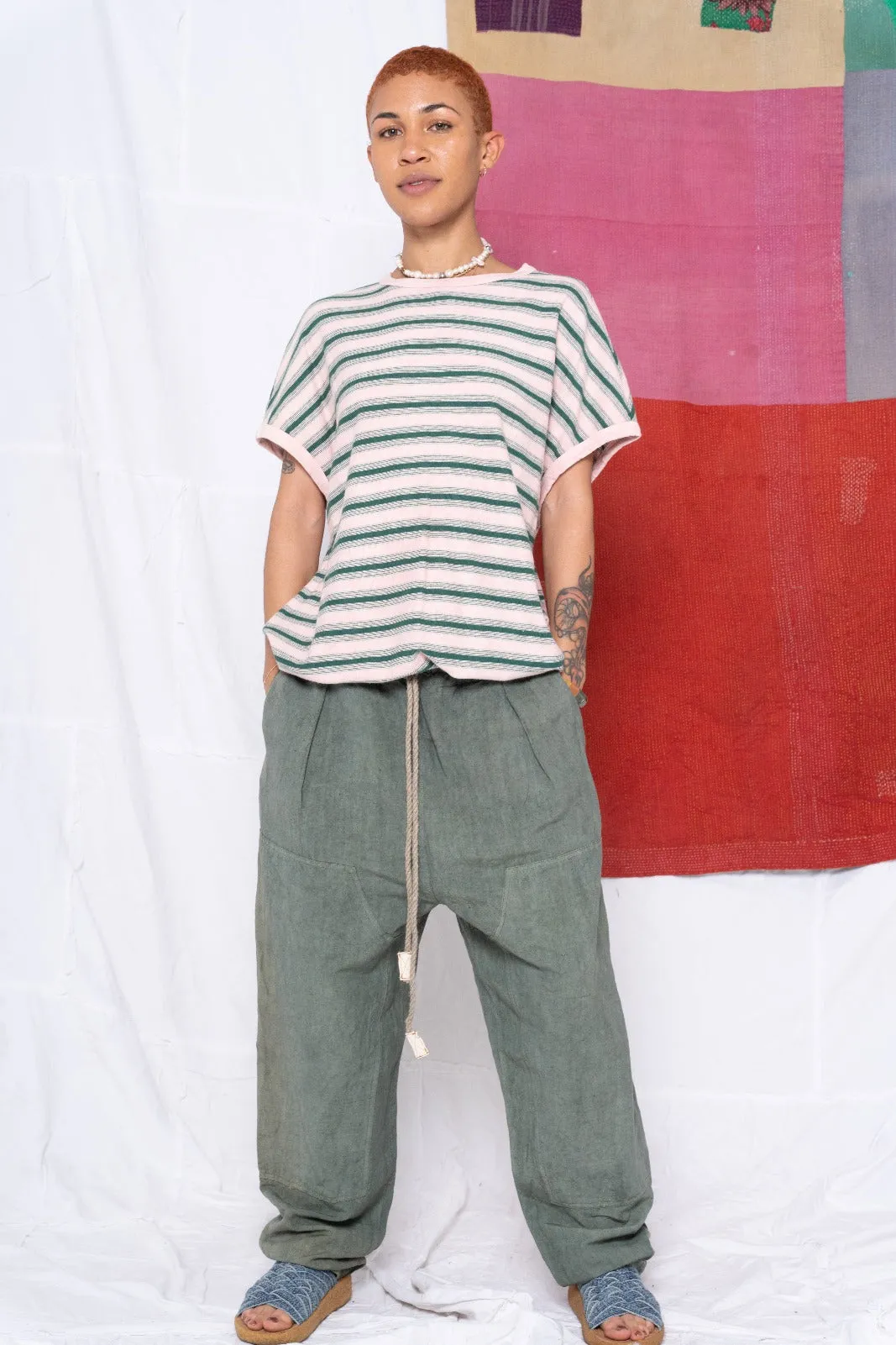 Palm Spring T. Hemp Stripes Deep Dye Rose