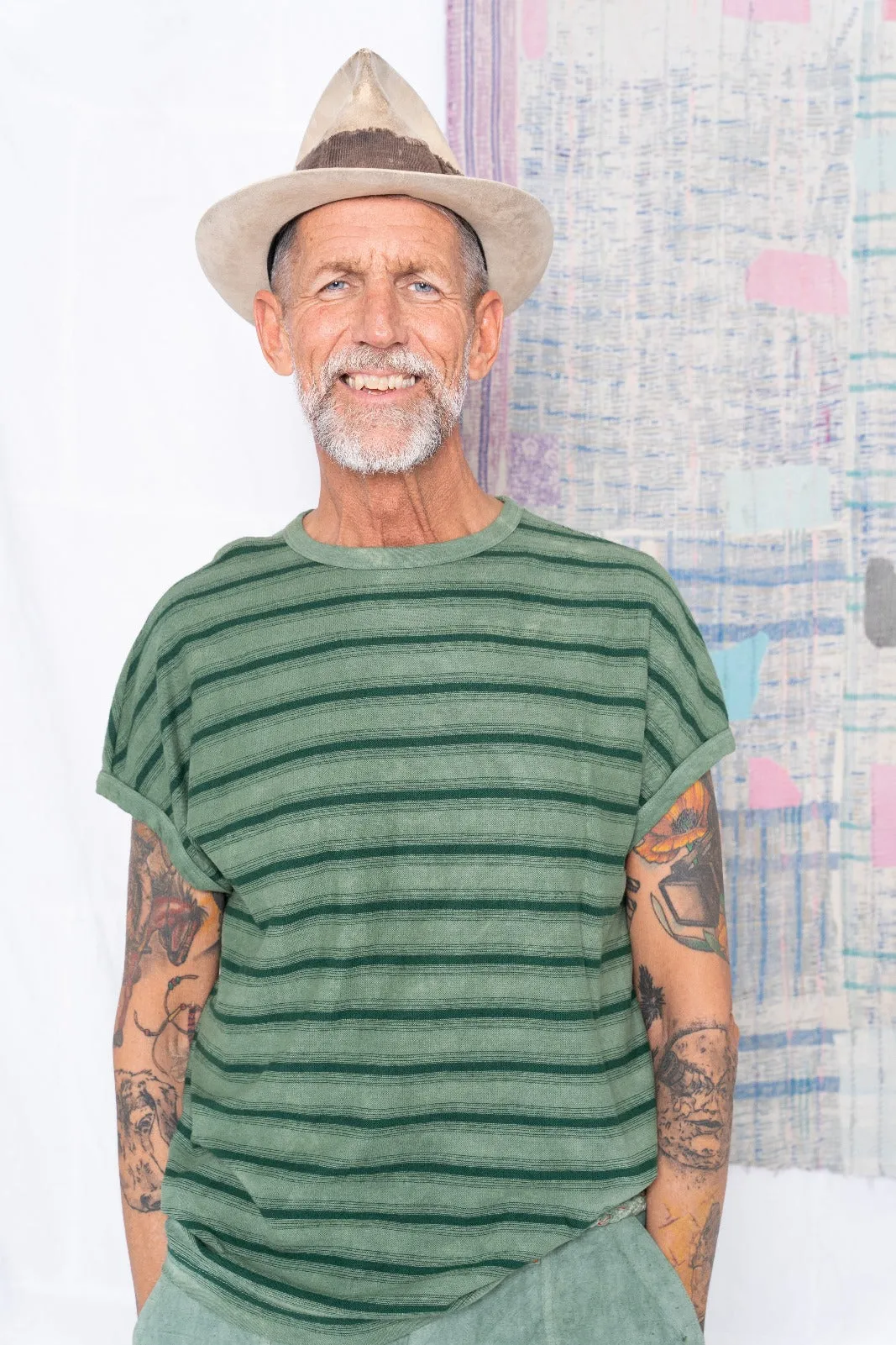 Palm Spring T. Hemp Stripes Deep Dye Sea Green