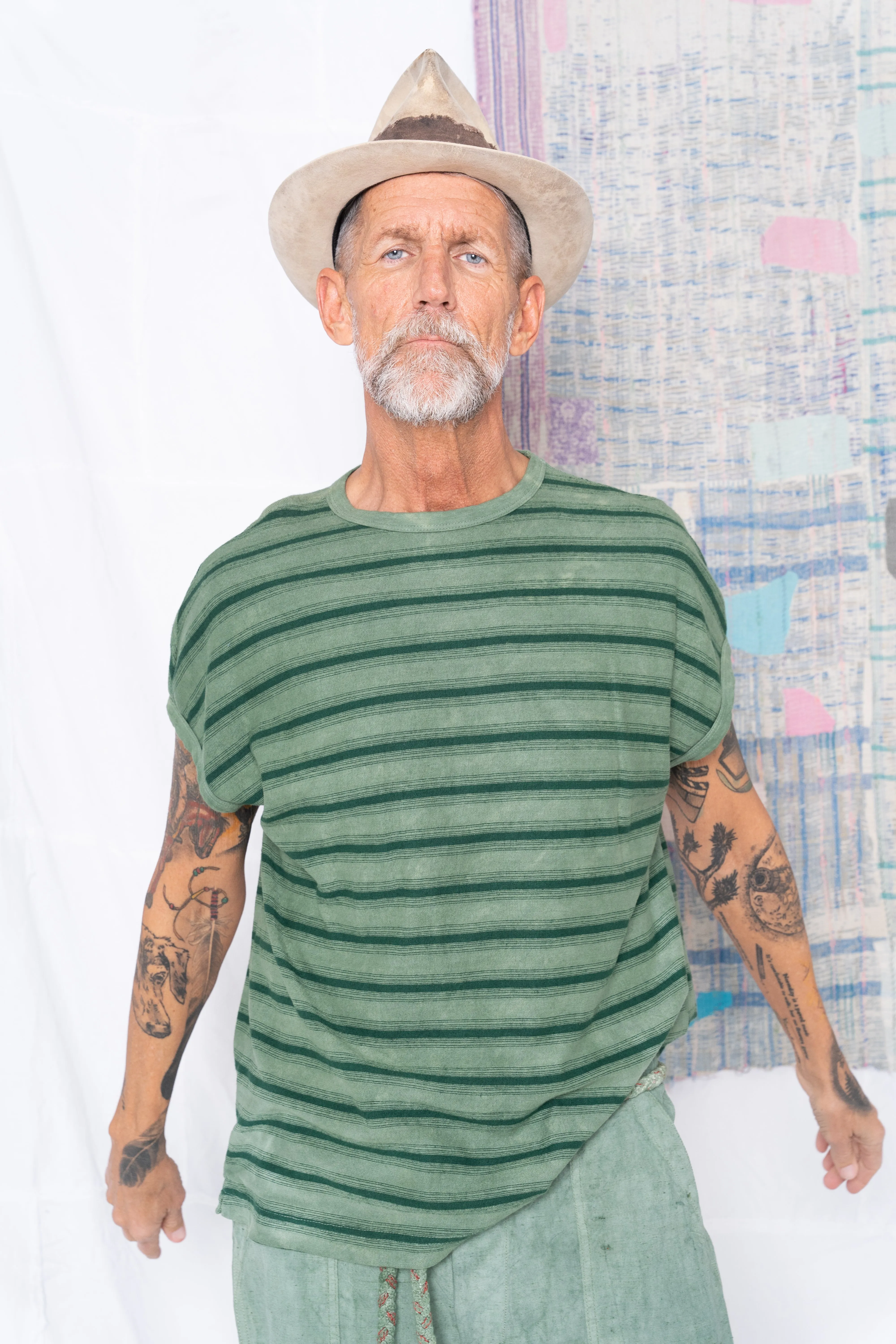 Palm Spring T. Hemp Stripes Deep Dye Sea Green