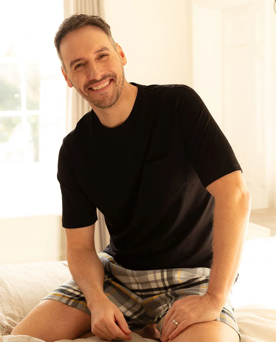 Parker Mens Jersey T-shirt and Brushed Check Shorty Set