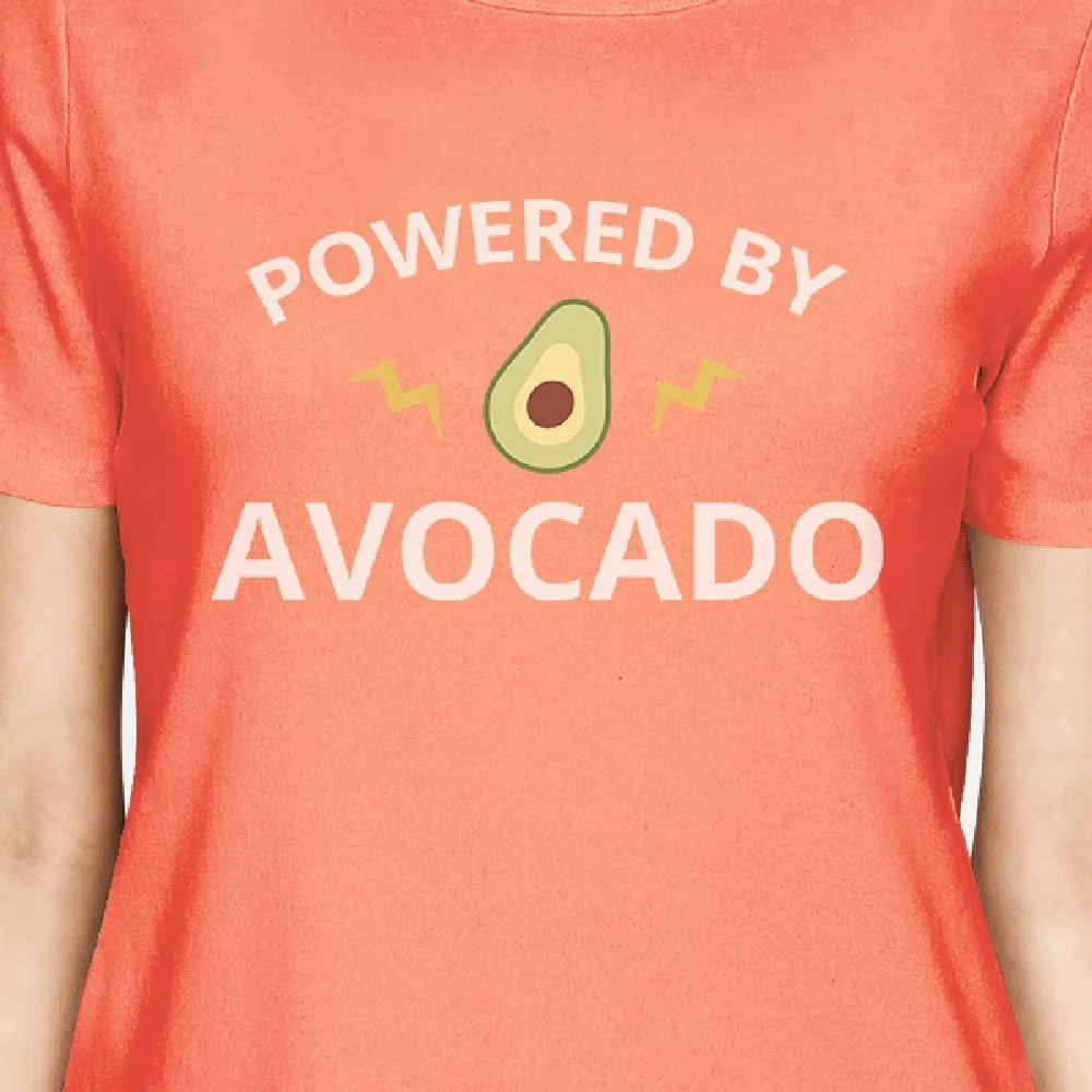 Powered By Avocado Peach Trendy Design Graphic Short Sleeve T Shirt