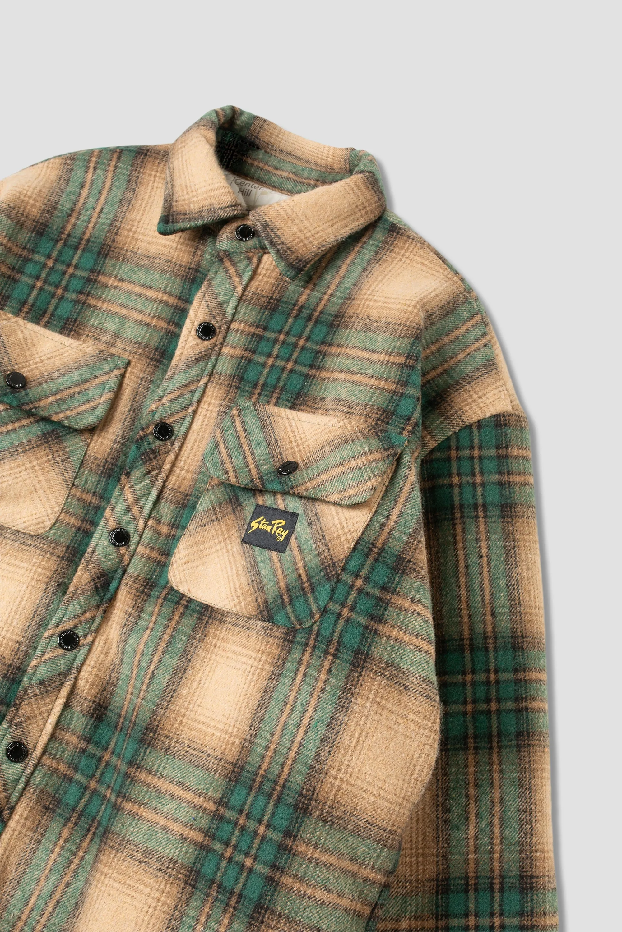 Quilted Plaid Overshirt (Olive Plaid)