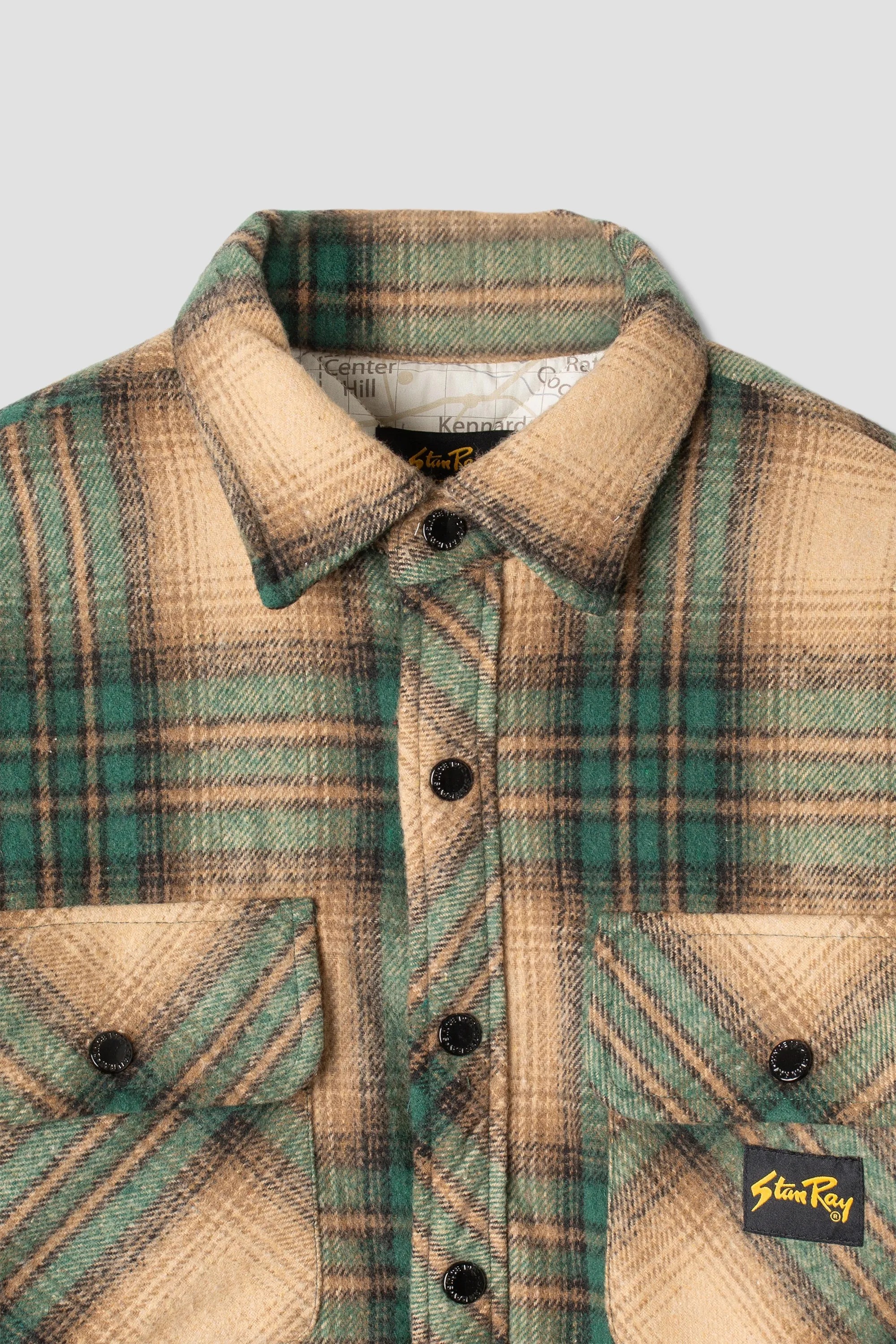 Quilted Plaid Overshirt (Olive Plaid)