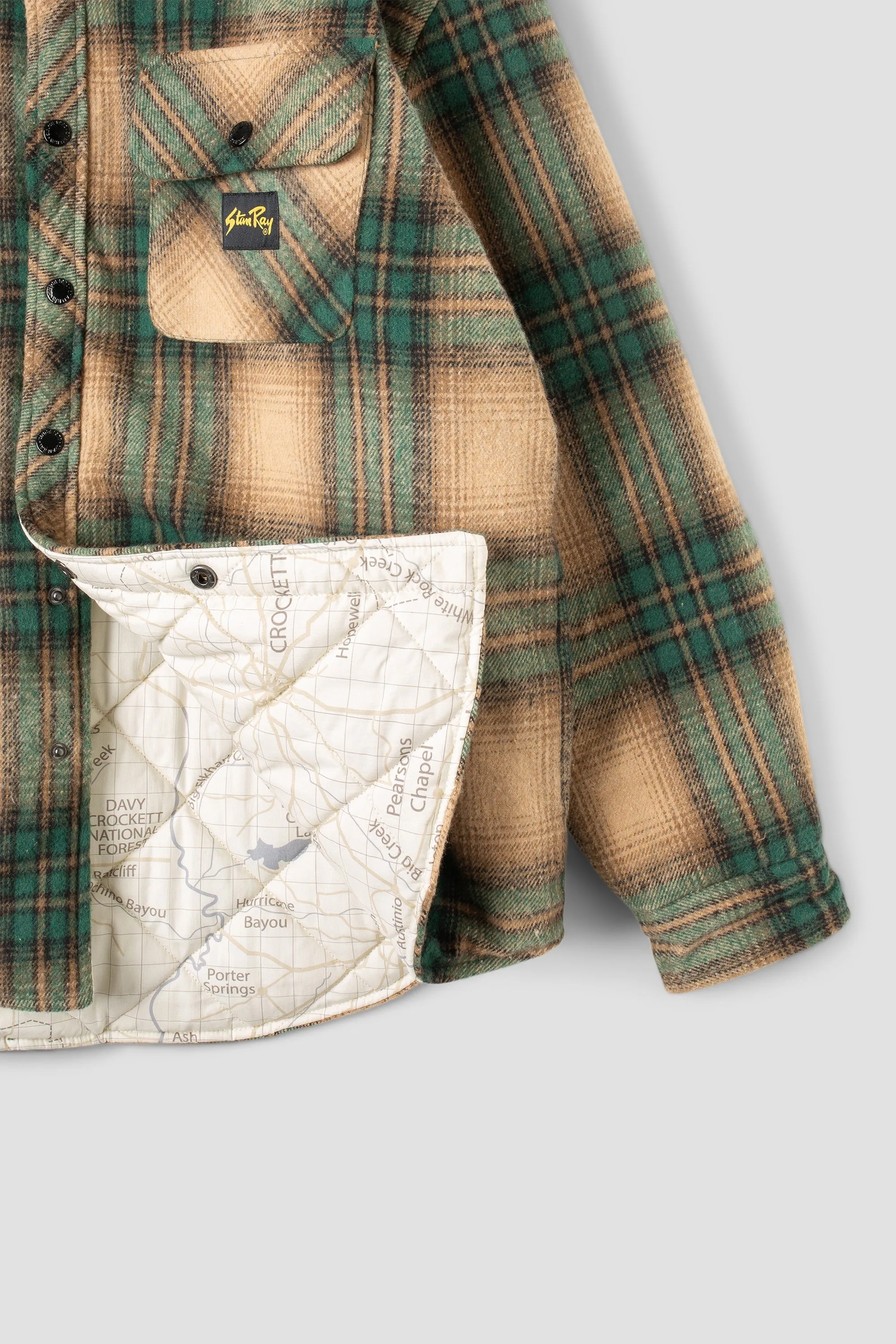 Quilted Plaid Overshirt (Olive Plaid)