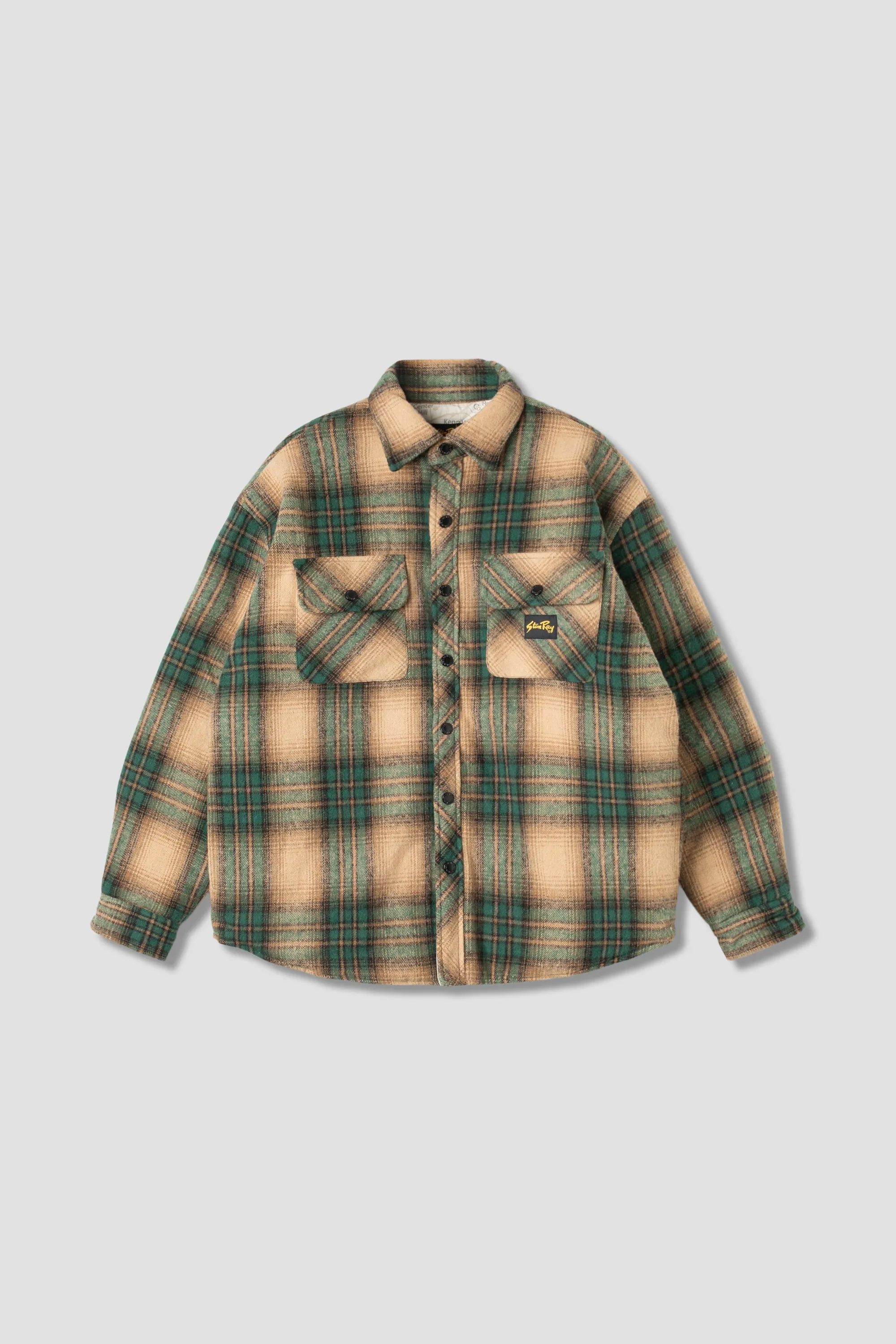 Quilted Plaid Overshirt (Olive Plaid)