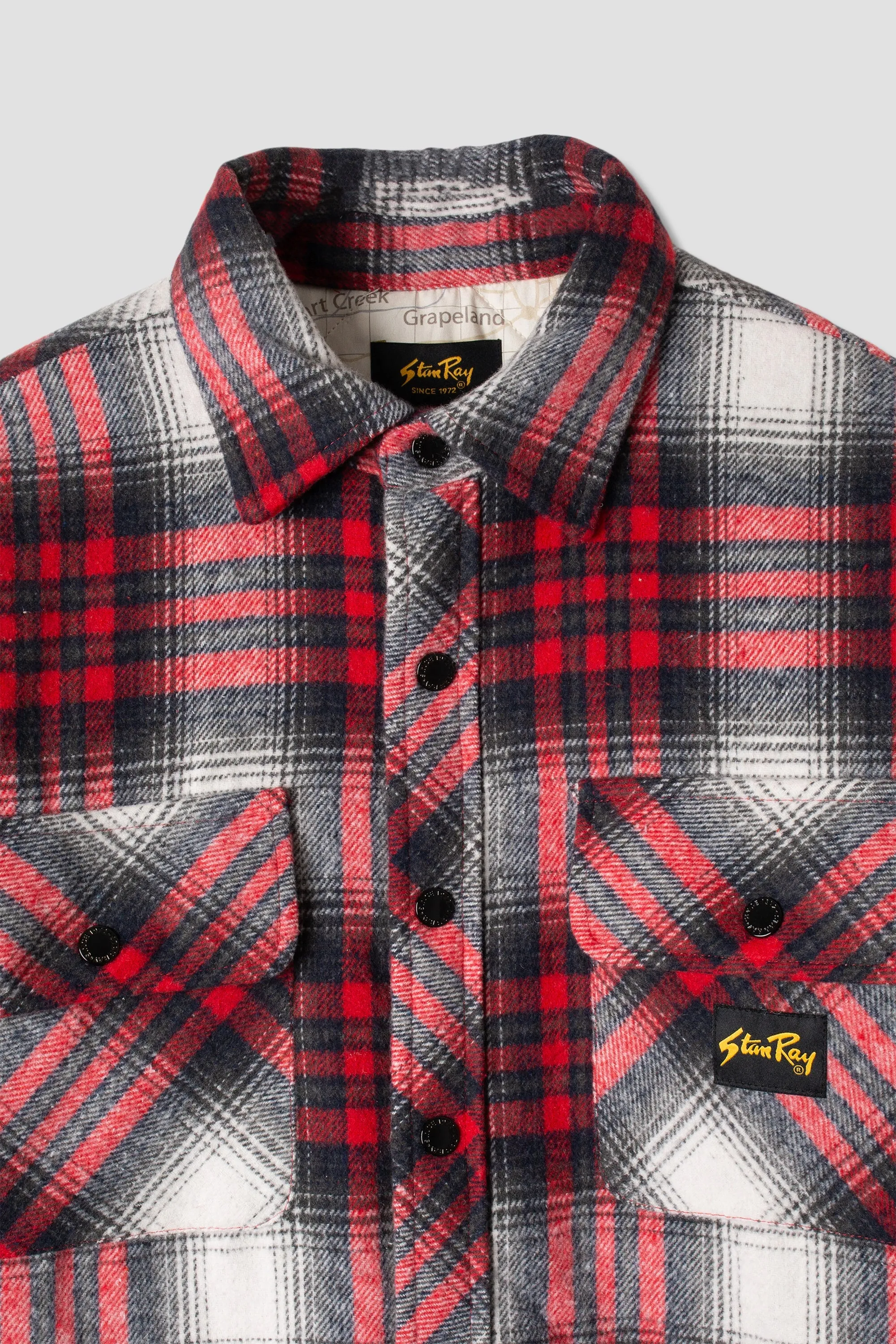Quilted Plaid Overshirt (Red Plaid)