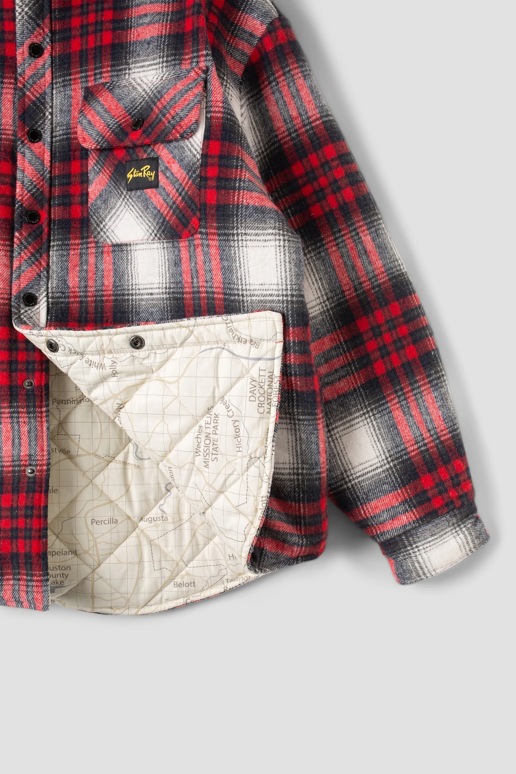 Quilted Plaid Overshirt (Red Plaid)