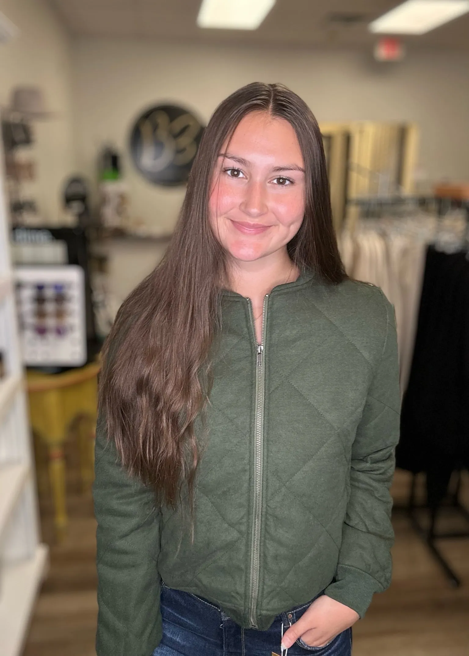 Rib Banded Jacket in Olive