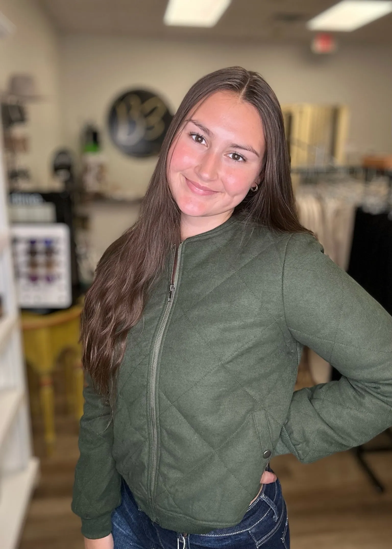 Rib Banded Jacket in Olive