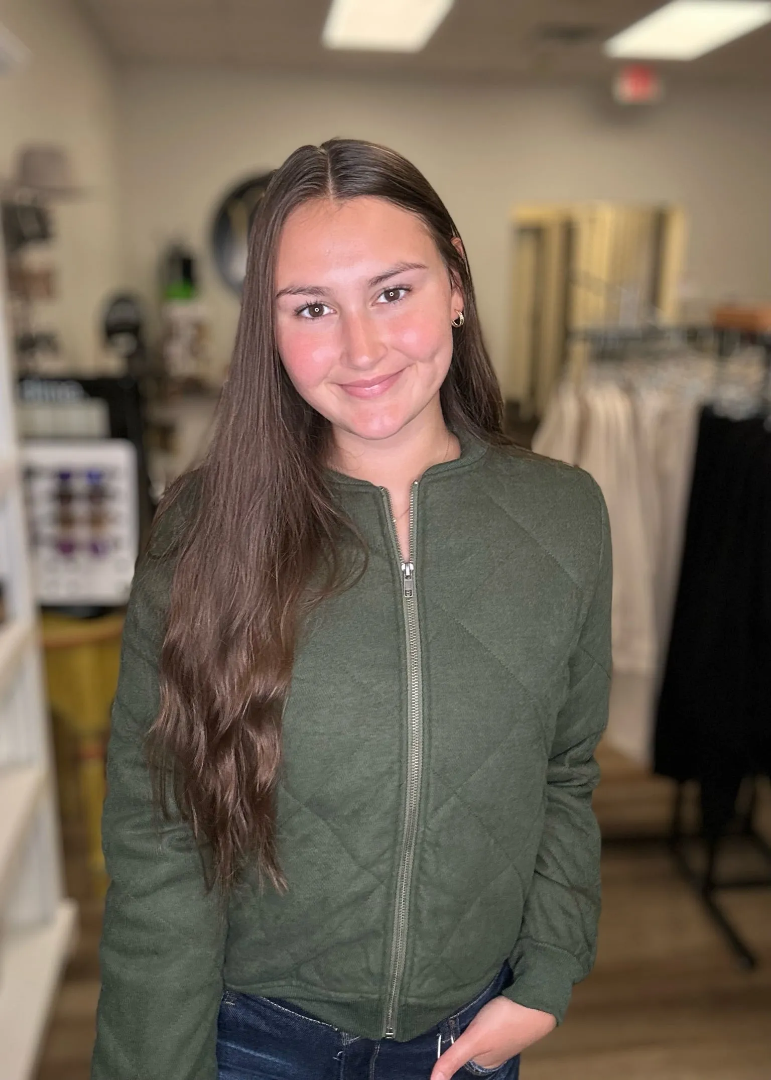 Rib Banded Jacket in Olive