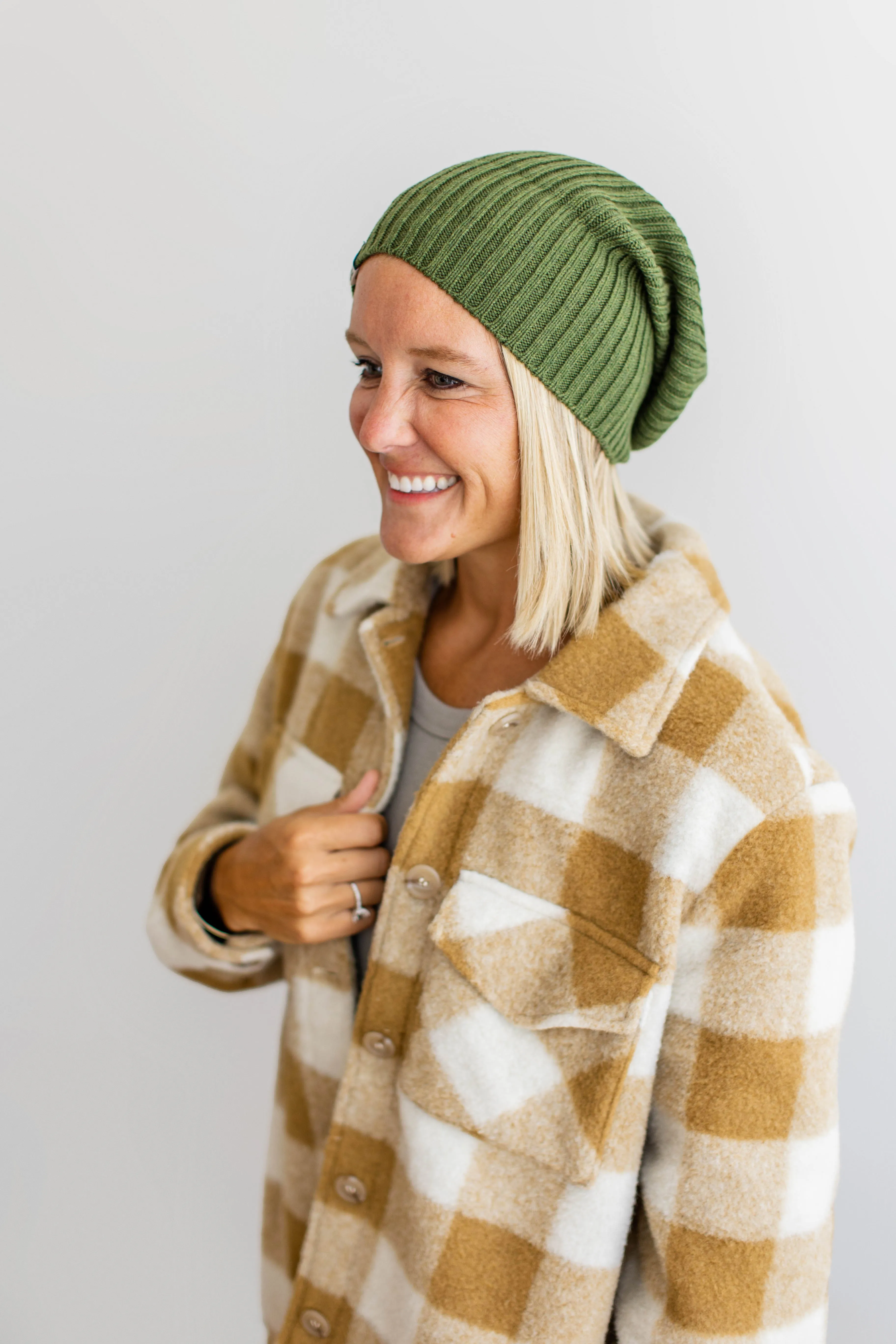 Ribbed Knit Beanie | Green