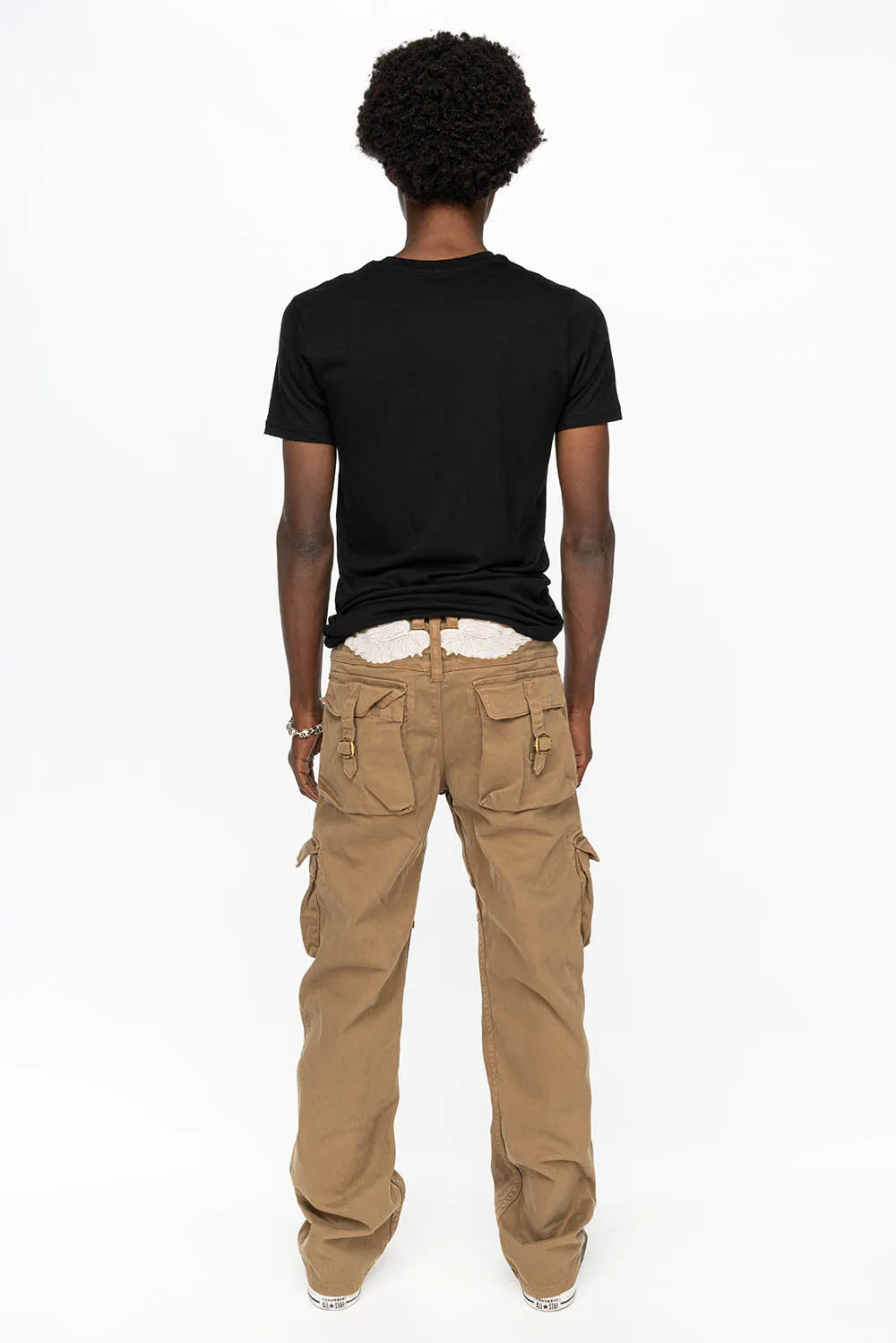 ROBINS NEW MILITARY STYLE CARGO PANTS IN KHAKI COLOR WASH