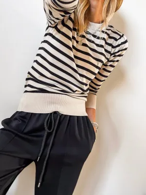 Saint Tropez Round Neck Striped Jumper PREMIUM BRAND