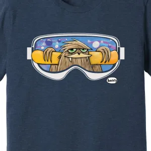Sasquatch with Snowboard Heathered Navy Unisex T-Shirt | Wearable Art by Seattle Mural Artist Ryan "Henry" Ward