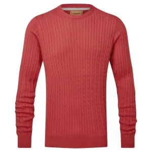Schoffel Pima Cotton Cable Crew Neck Mens Jumper - Cherry