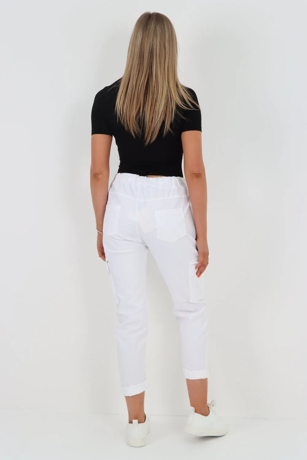 Shirred Pockets Cargo Trousers