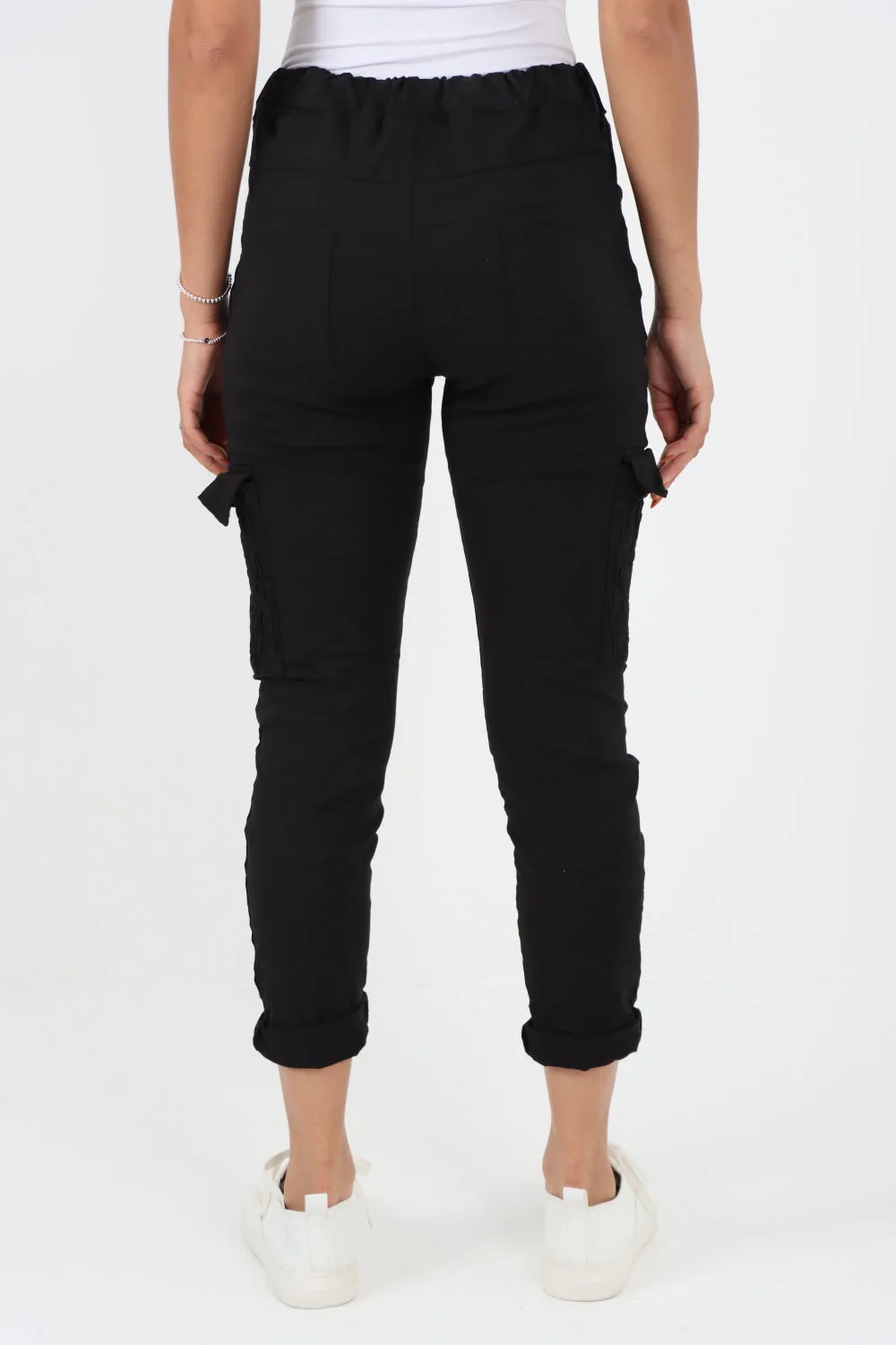 Shirred Pockets Cargo Trousers