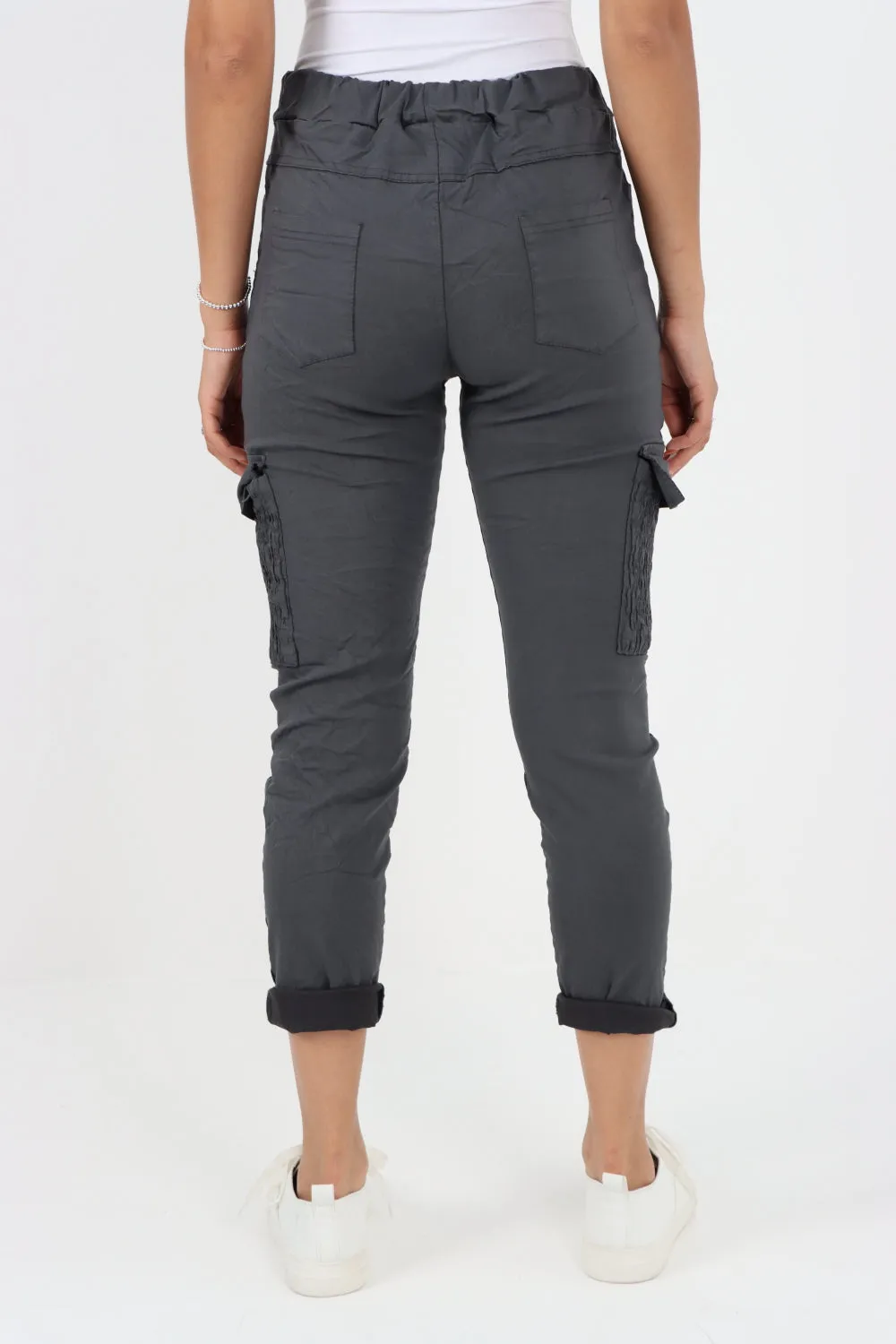 Shirred Pockets Cargo Trousers