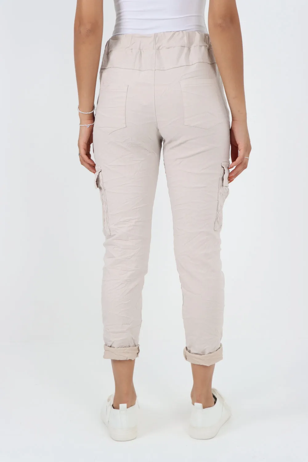 Shirred Pockets Cargo Trousers