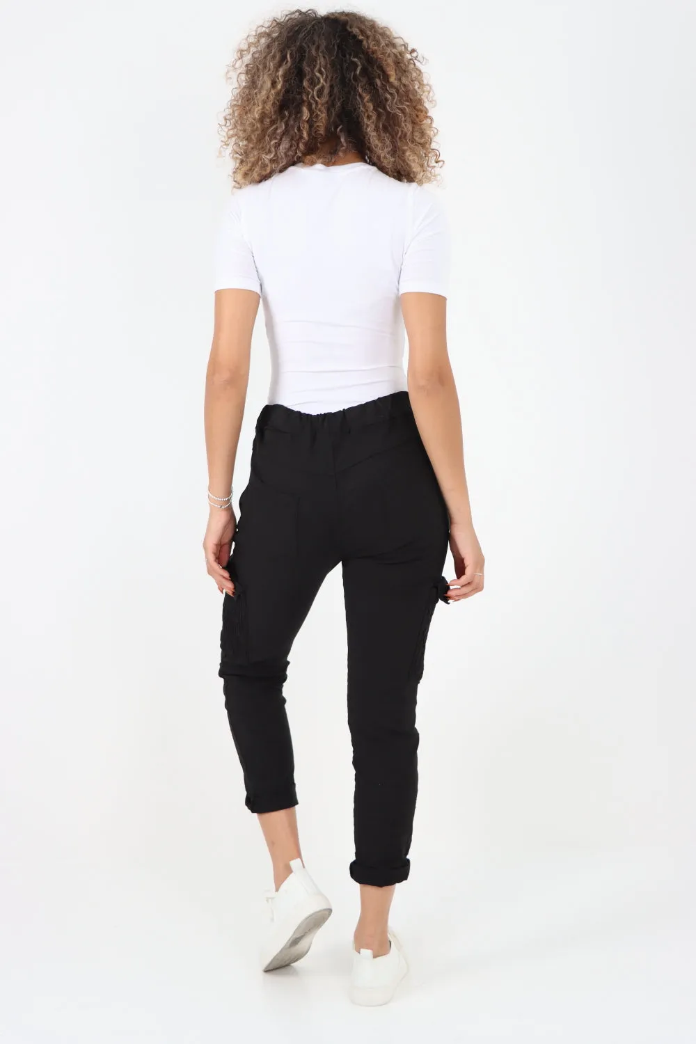 Shirred Pockets Cargo Trousers
