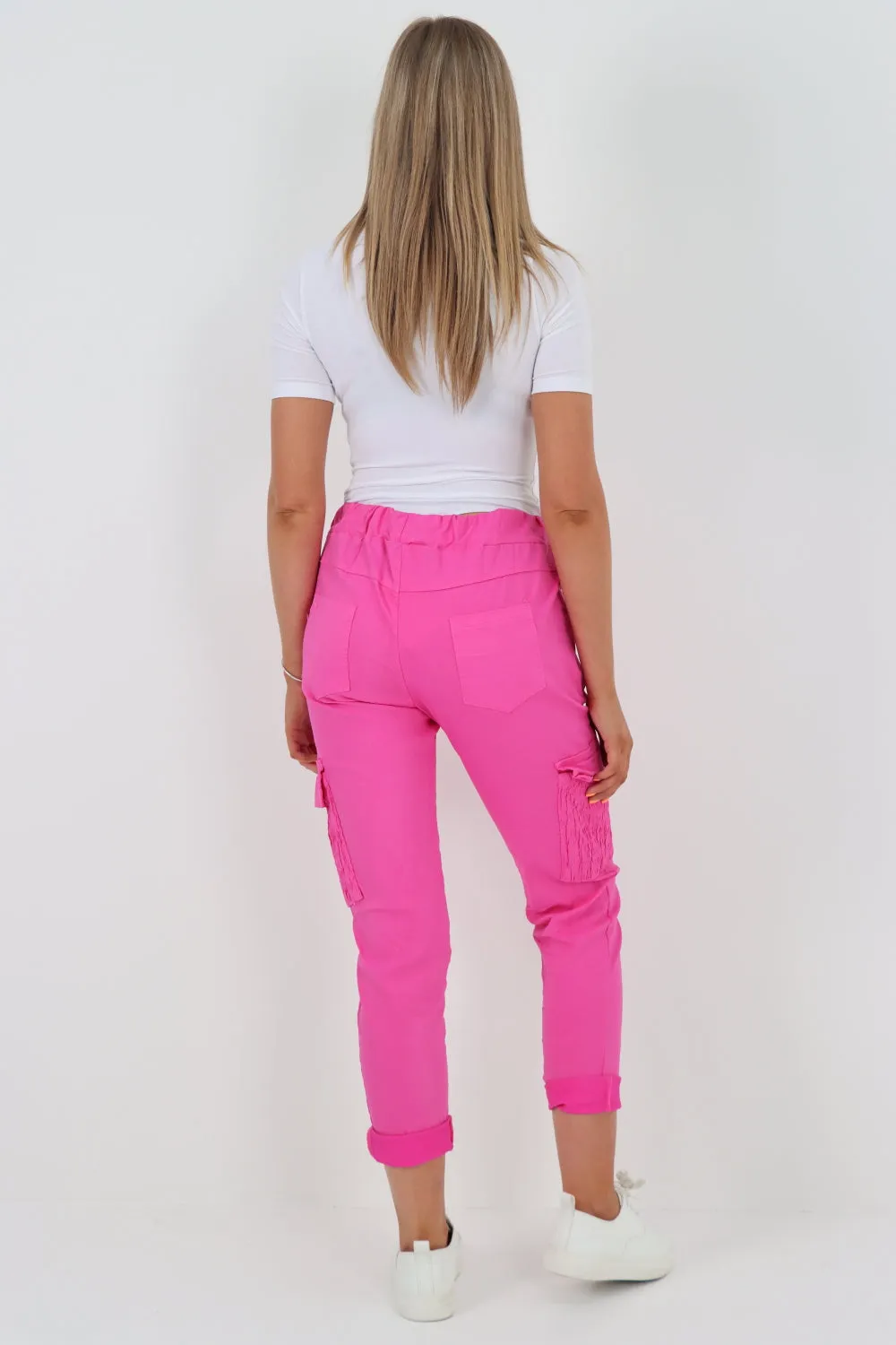 Shirred Pockets Cargo Trousers