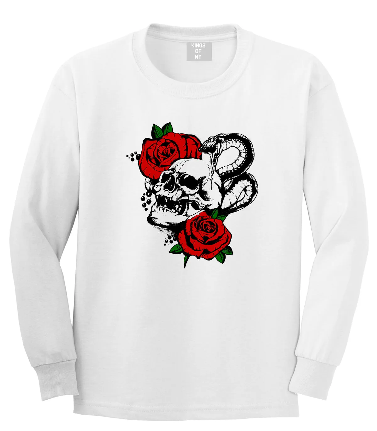 Skull And Roses Mens Long Sleeve T-Shirt