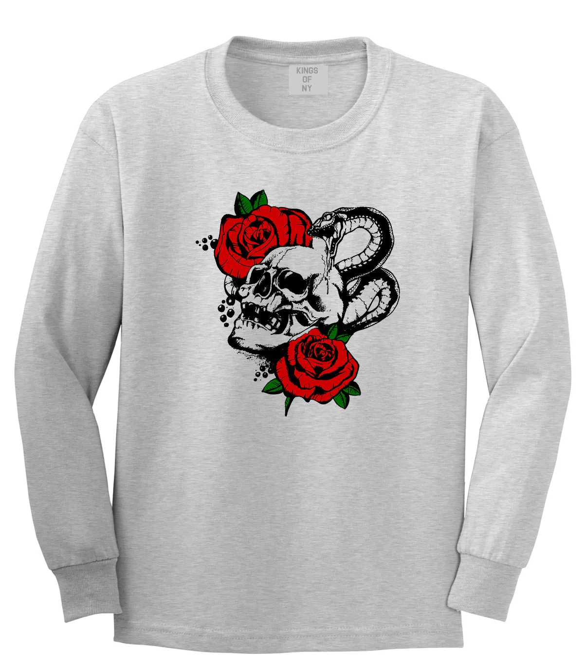 Skull And Roses Mens Long Sleeve T-Shirt