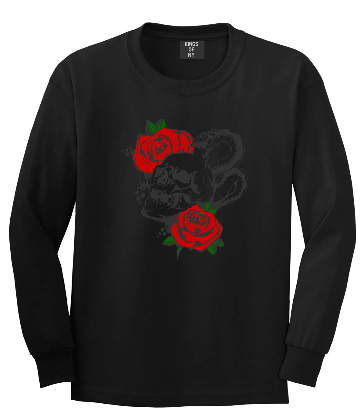 Skull And Roses Mens Long Sleeve T-Shirt