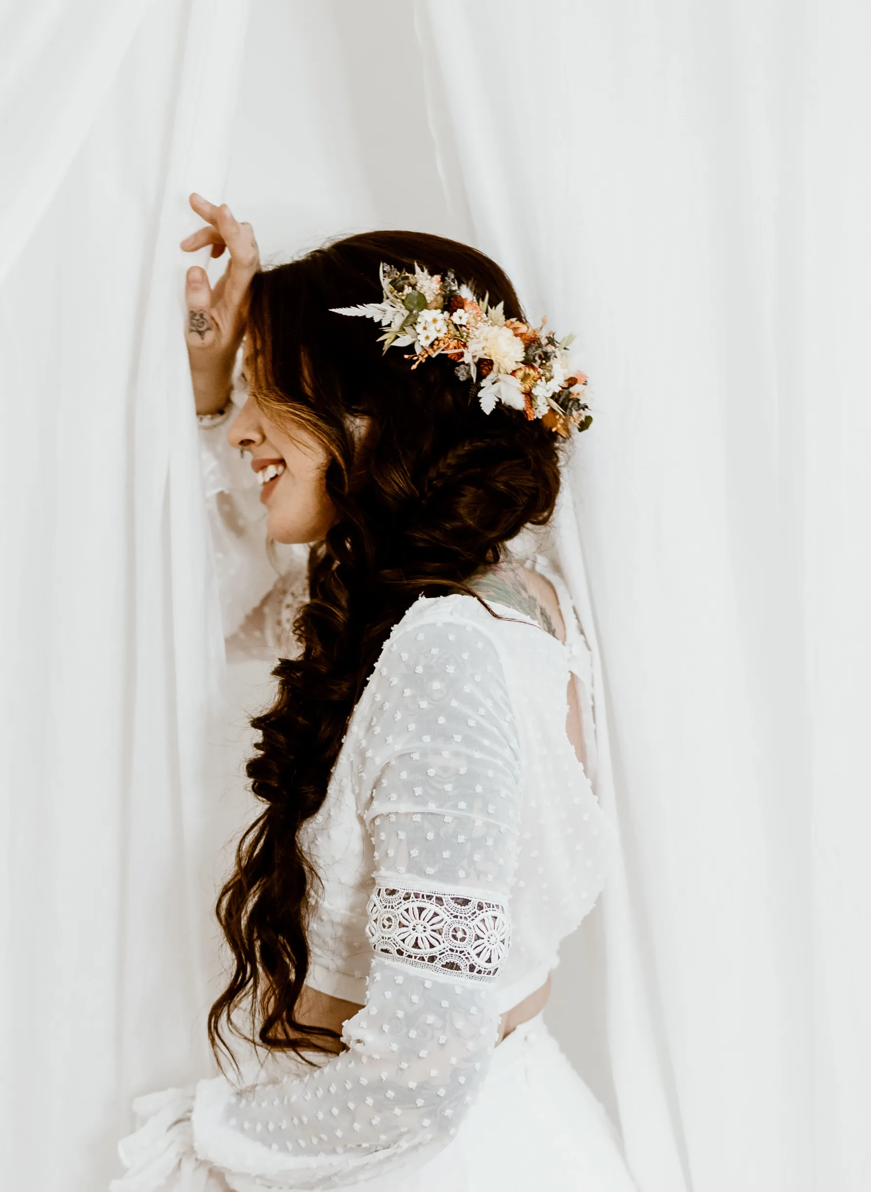 Solstice Autumnal Dried Flower Wedding Bridal Headpiece