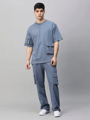 Streetwear Cargo Co-ord Set - Denim Blue