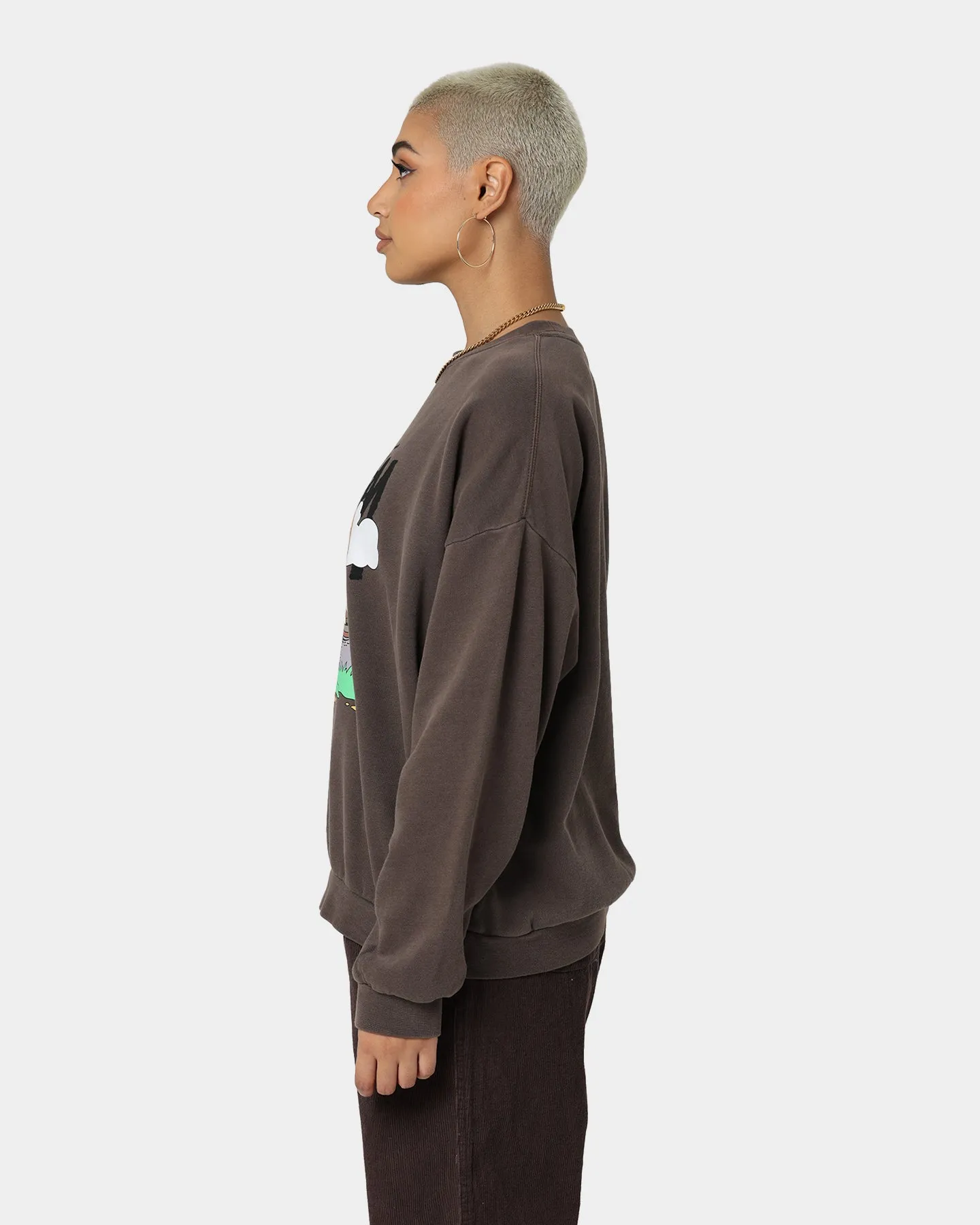 Stussy Women's Somethings Cookin' Crewneck Brown