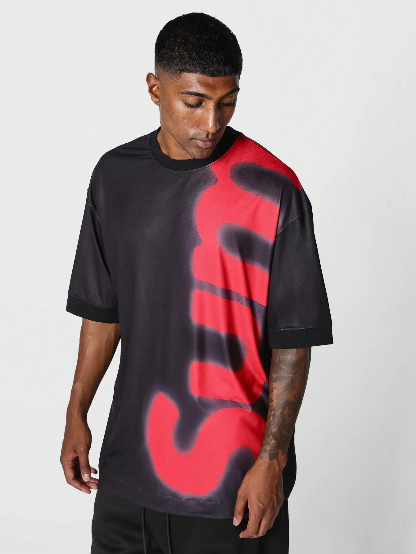 SUMWON Oversized Fit Tee With Front And Back Graphic Print