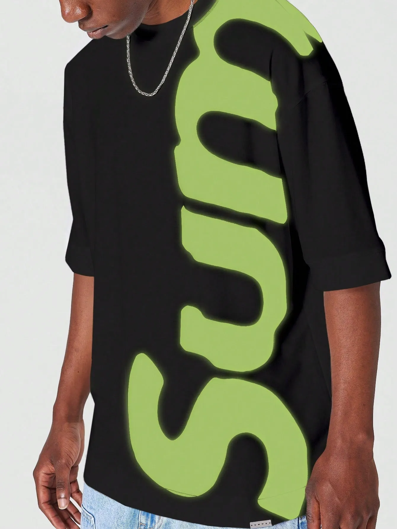 SUMWON Oversized Fit Tee With Front And Back Graphic Print