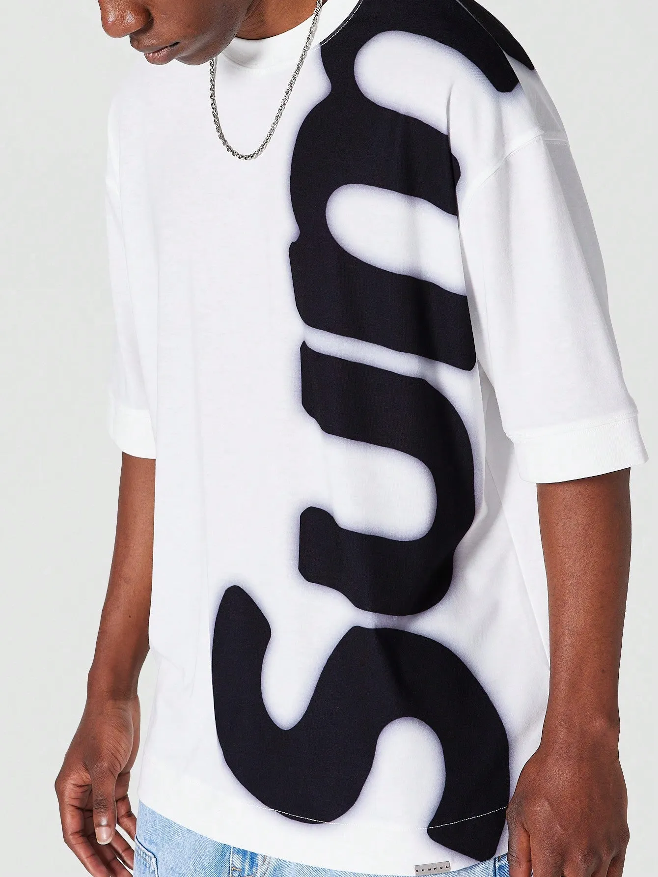 SUMWON Oversized Fit Tee With Front And Back Graphic Print