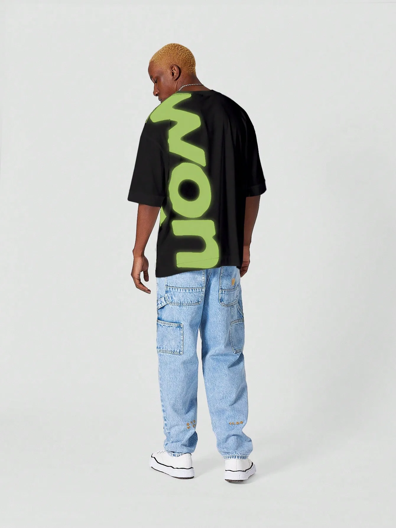 SUMWON Oversized Fit Tee With Front And Back Graphic Print