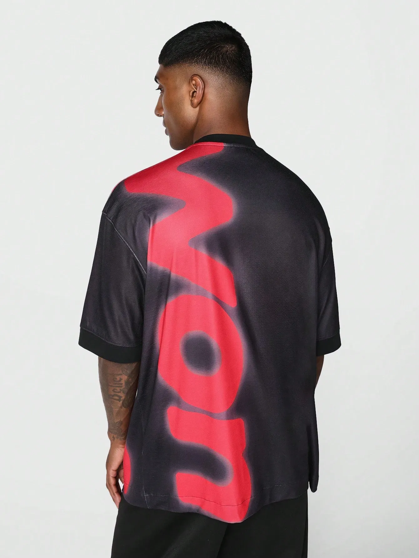 SUMWON Oversized Fit Tee With Front And Back Graphic Print