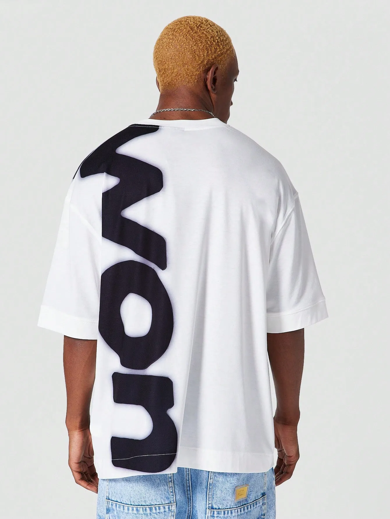 SUMWON Oversized Fit Tee With Front And Back Graphic Print