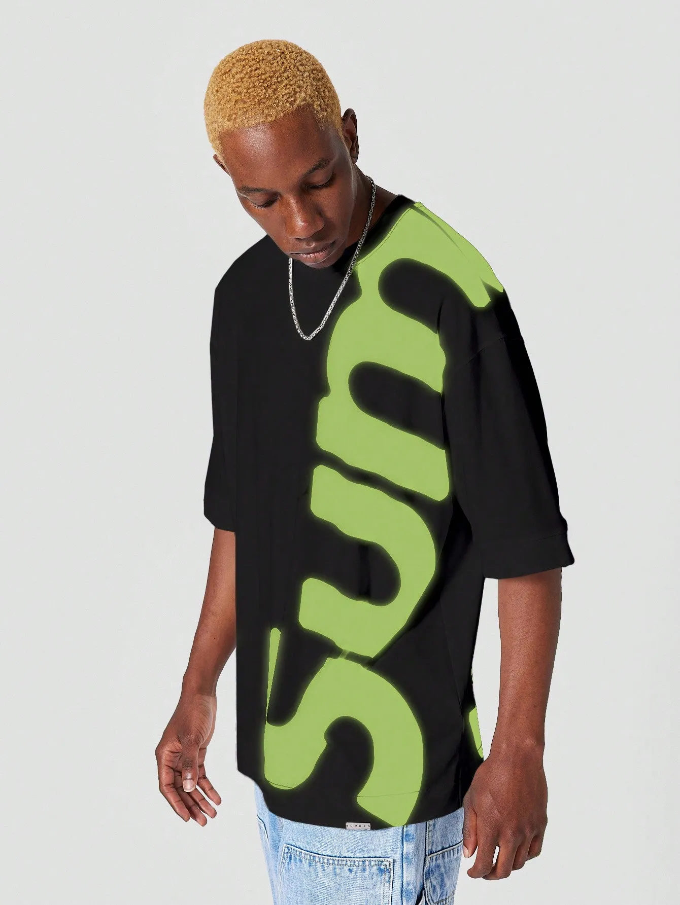 SUMWON Oversized Fit Tee With Front And Back Graphic Print