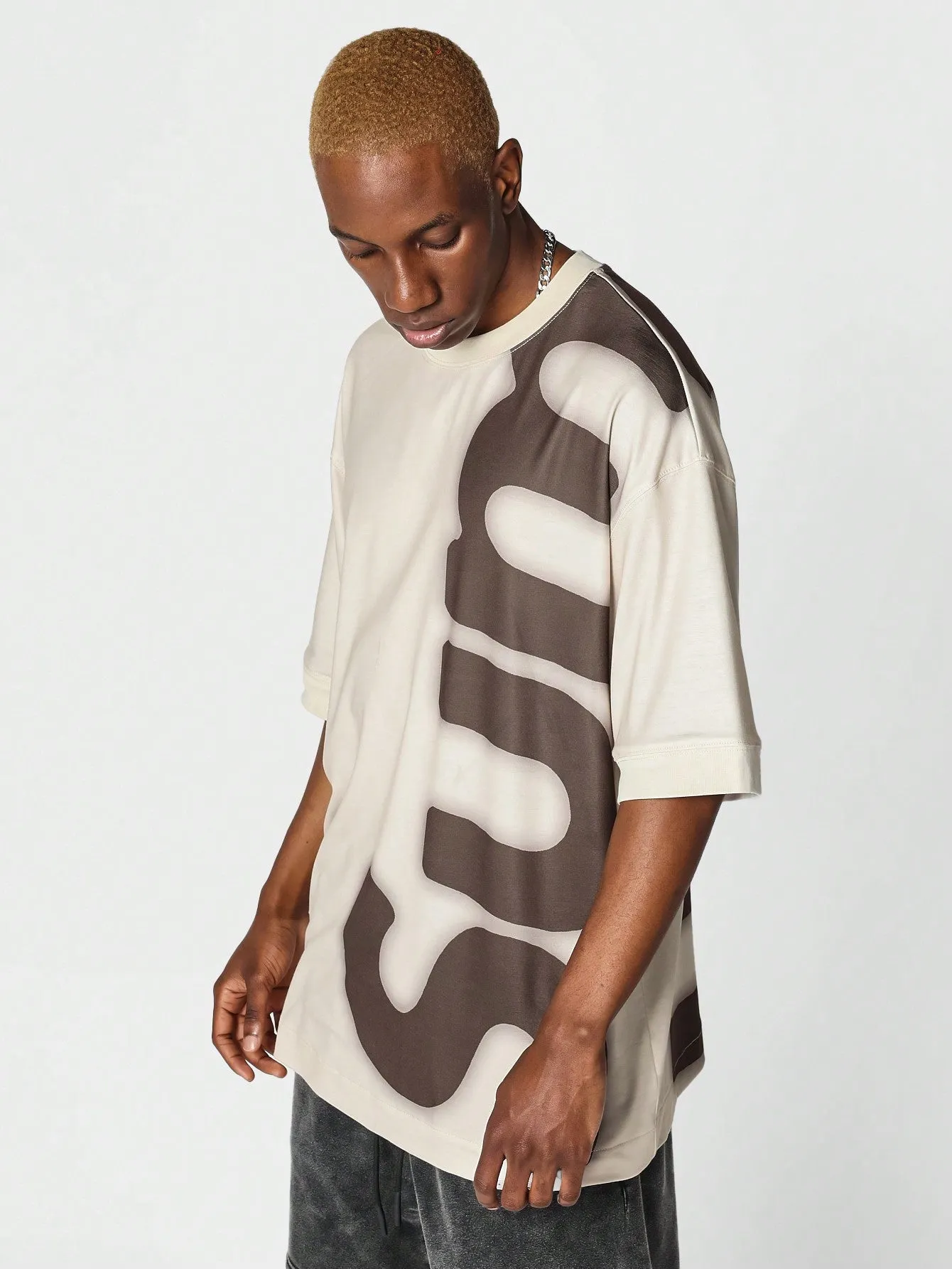 SUMWON Oversized Fit Tee With Front And Back Graphic Print