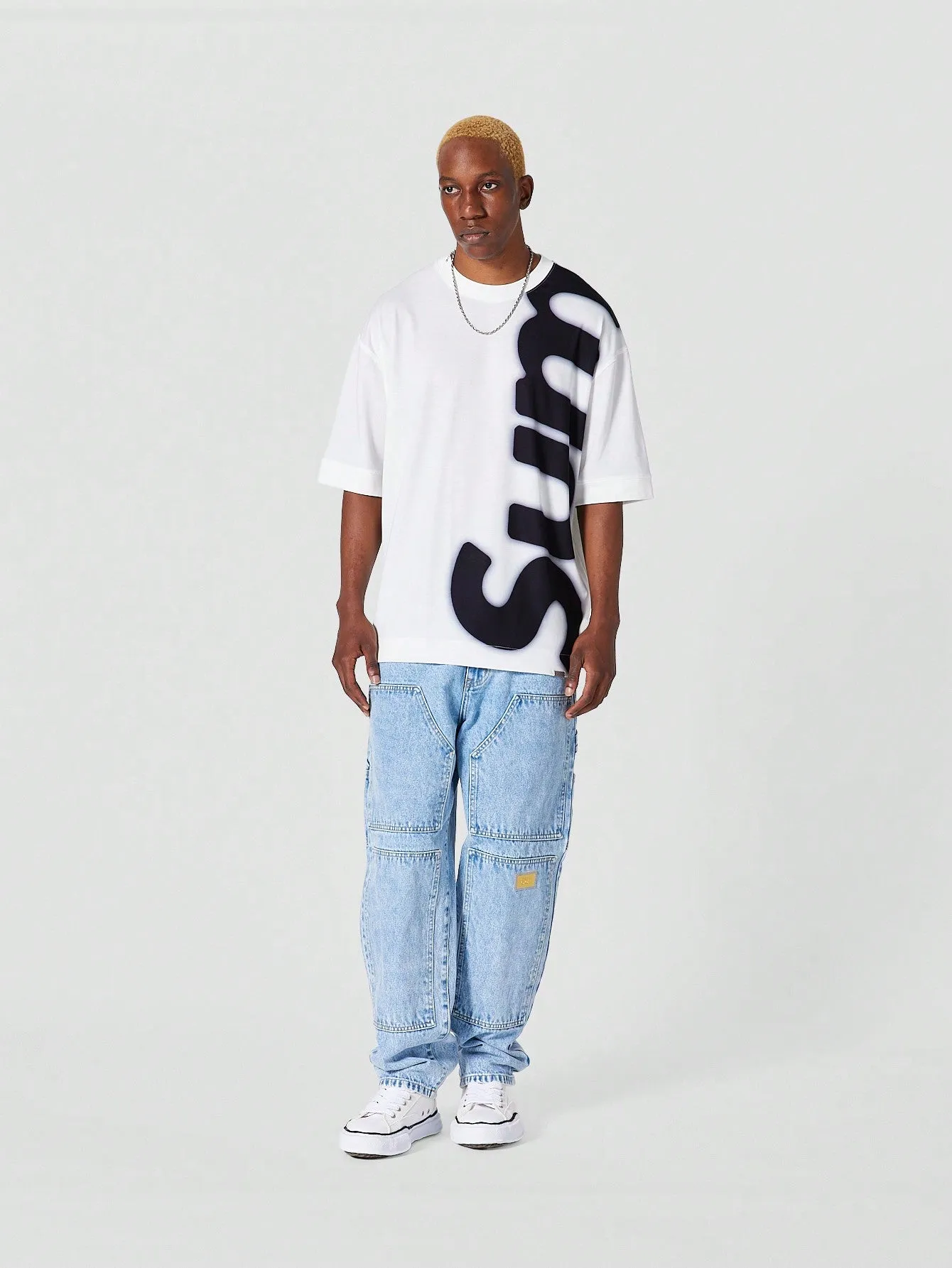 SUMWON Oversized Fit Tee With Front And Back Graphic Print